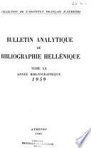 Bulletin analytique de bibliographie hellénique