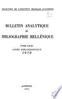 Bulletin analytique de bibliographie hellénique