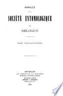 Bulletin & annales de la Société royale d'entomologie de Belgique