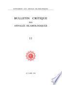 Bulletin critique des Annales islamologiques