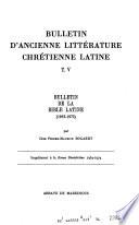 Bulletin d'ancienne littérature chrétienne latine