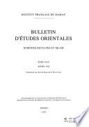 Bulletin d'études orientales