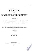 Bulletin de dialectologie romane