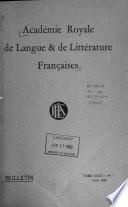 Bulletin de l'Académie royale de langue et de littérature françaises