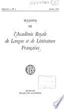 Bulletin de l'Académie royale de langue et de littérature françaises