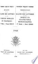 Bulletin de la Classe des lettres et des sciences morales et politiques