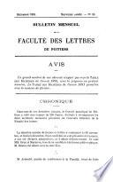 Bulletin de la Faculté des lettres de Poitiers