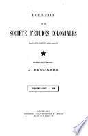 Bulletin de la Société belge d'études coloniales