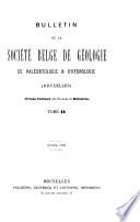 Bulletin de la Société belge de géologie, de paléontologie et d'hydrologie