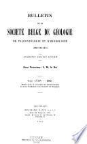 Bulletin de la Société belge de géologie, de paléontologie et d'hydrologie