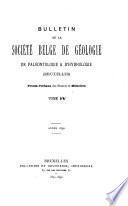 Bulletin de la Société belge de géologie, de paléontologie et d'hydrologie