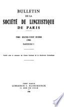 Bulletin de la Société de linguistique de Paris