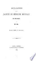 Bulletin de la Société de médecine mentale de Belgique