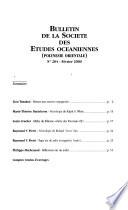 Bulletin de la Société des études océaniennes