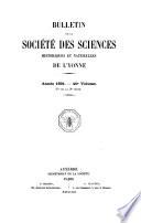 Bulletin de la Société des sciences historiques et naturelles de l'Yonne