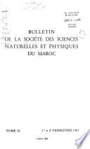 Bulletin de la Société Des Sciences Naturelles Et Physiques Du Maroc