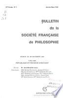 Bulletin de la Société française de philosophie