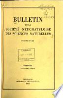 Bulletin de la Société Neuchâteloise des Sciences Naturelles