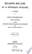 Bulletin des lois de la Republique Francaise