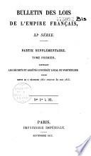 Bulletin des lois. Partie supplémentaire