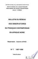 Bulletin du Réseau des observatoires du français contemporain en Afrique noire