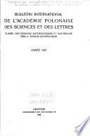 Bulletin international de l'Académie polonaise des sciences et des lettres, Classe des sciences mathématiques et naturelles
