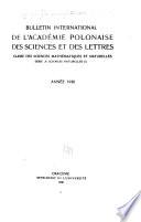 Bulletin international de l'Académie polonaise des sciences et des lettres