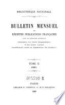 Bulletin mensuel des récentes publications françaises