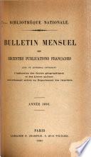 Bulletin mensuel des récentes publications françaises