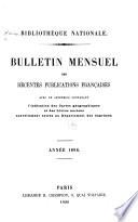 Bulletin mensuel des récentes publications françaises
