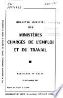 Bulletin officiel des Ministères chargés de l'emploi et du travail