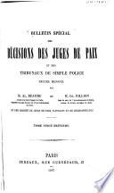 Bulletin spécial des décisions des juges de paix et tribunaux de simple police