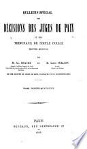 Bulletin spécial des décisions des juges de paix et tribunaux de simple police