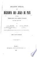 Bulletin spécial des décisions des juges de paix et tribunaux de simple police