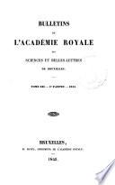 Bulletins de l'Académie royale des sciences et belles-lettres de Bruxelles