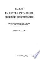 Cahiers - Centre d'études de recherche opérationnelle