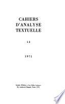 Cahiers d'analyse textuelle