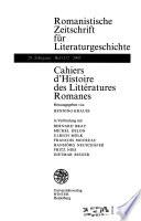 Cahiers d'histoire des littératures romanes
