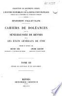 Cahiers de doléances de la sénéchaussée de Rennes pour les Etats-Généraux de 1789