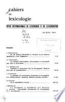 Cahiers de lexicologie