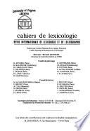 Cahiers de lexicologie
