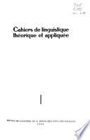 Cahiers de linguistique théorique et appliquée