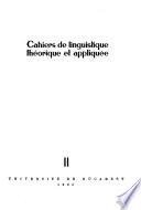 Cahiers de Linguistique Théorique Et Appliquée