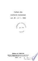 Cahiers des sciences humaines