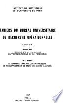 Cahiers du Bureau Universitaire de Recherche opérationnelle
