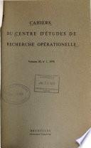 Cahiers du Centre d'études de recherche opérationnelle