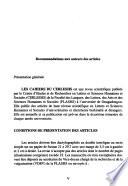 Cahiers du Centre de recherche en lettres, sciences humaines et sociales