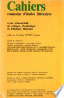 Cahiers roumains d'études littéraires