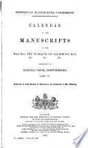 Calendar of the Manuscripts of the Most Honourable the Marquess of Salisbury ...