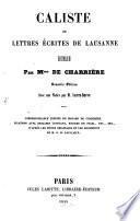 Caliste ou lettres écrites de Lausanne